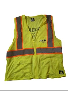 ABM High-Visibility Safety Vest - Yellow with Orange & Gray Trim